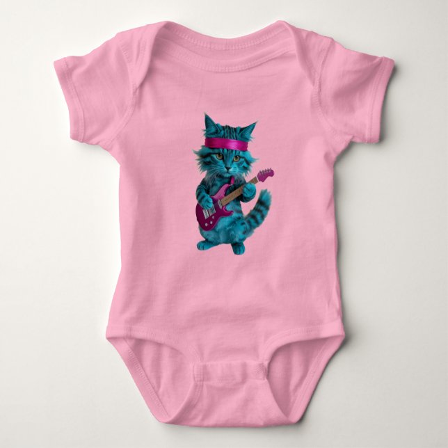 Body Para Bebé Gato turquesa lindo  (Anverso)
