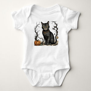 Body Para Bebé Gato y calabazas de otoño caprichosos, gato de Hal