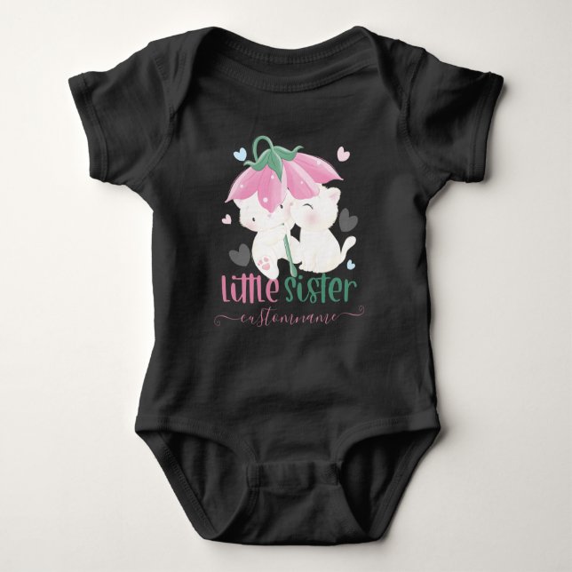 Body Para Bebé Gatos Bajo La Flor Personalizado Del Paraguas Pequ (Anverso)