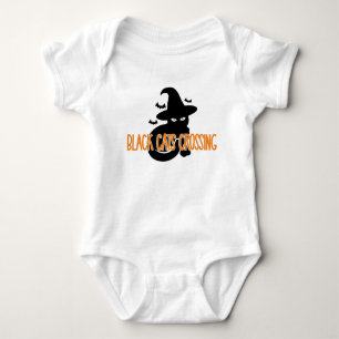 Body Para Bebé Gatos negros cruzando con Halloween de Brujas Kitt
