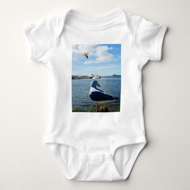 Body Para Bebé Gaviota mirando barcos, Bodysuit de bebé (Anverso)
