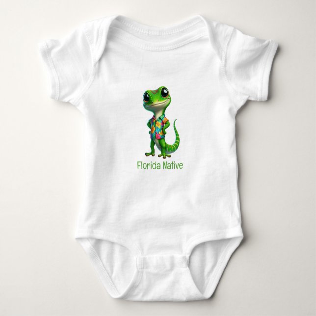 Body Para Bebé Gecko en camiseta tropical (Anverso)