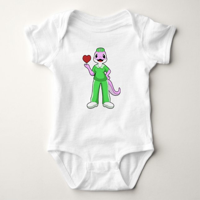 Body Para Bebé Geko como enfermera con corazón (Anverso)