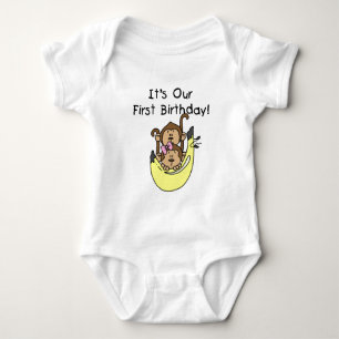 Body Para Bebé Gemelos - Mono de niño y Chica Primer cumpleaños