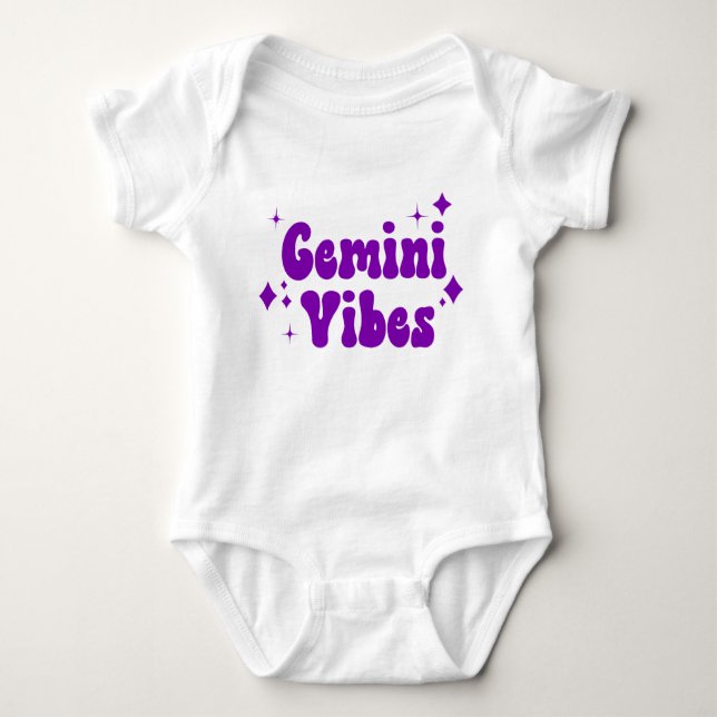 Body Para Bebé Gemini Vibes Zodiac Astrología Estrellas moradas (Anverso)