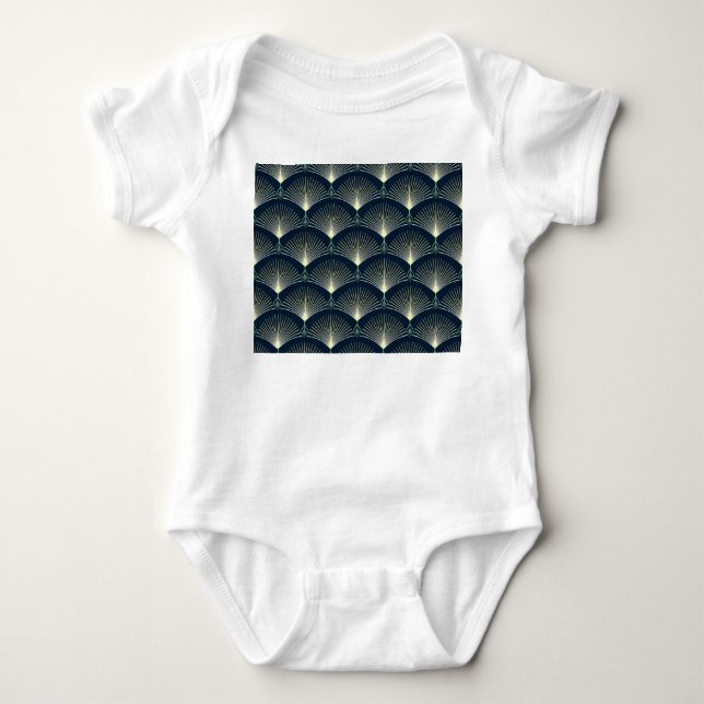 Body Para Bebé Geométrica Elegante: Art Deco Azul. (Anverso)