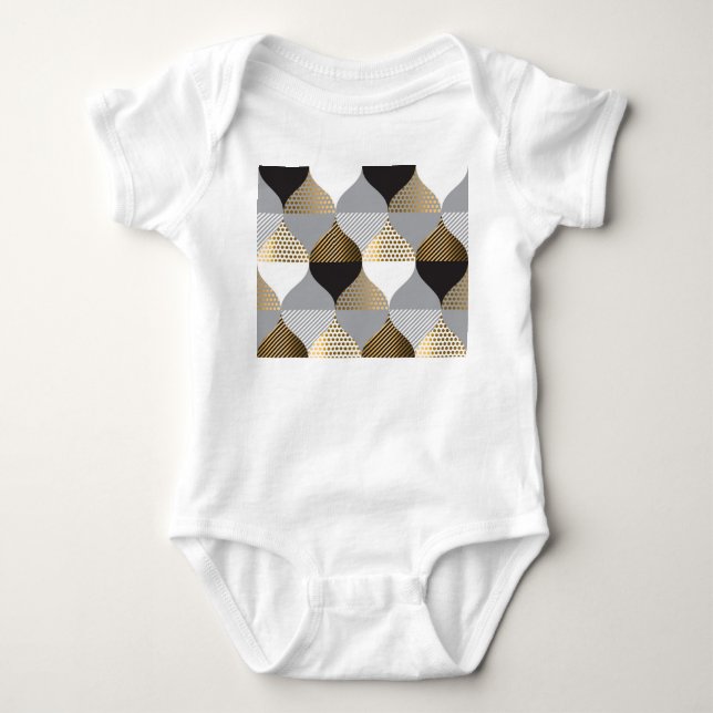 Body Para Bebé Geométrico de lujo: negro, patrón oro (Anverso)