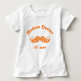 Body Para Bebé Geométrico Naranja Hipster de Mustache Personaliza