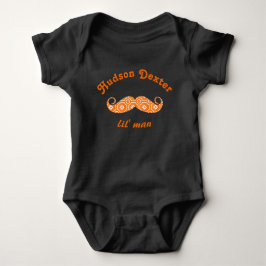 Body Para Bebé Geométrico Naranja Hipster de Mustache Personaliza