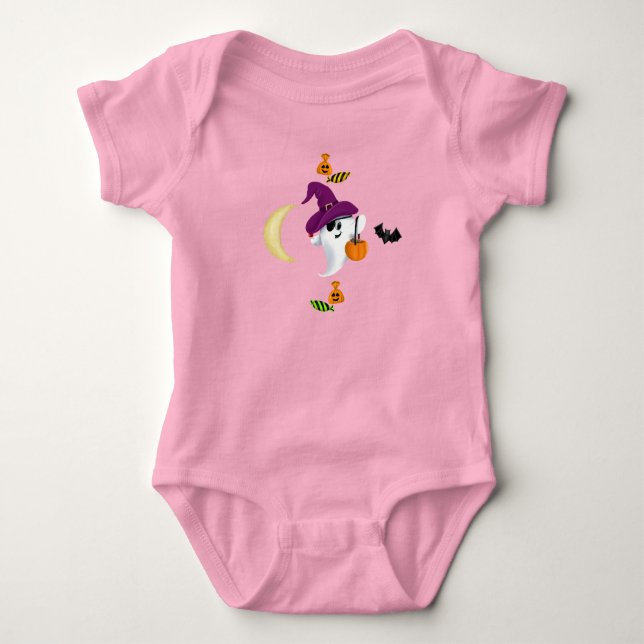 Body Para Bebé Ghost Halloween baby T-Shirt (Anverso)