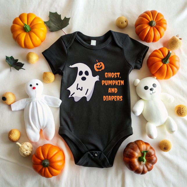 Body Para Bebé Ghost, pumpkin and diapers on Halloween (Subido por el creador)