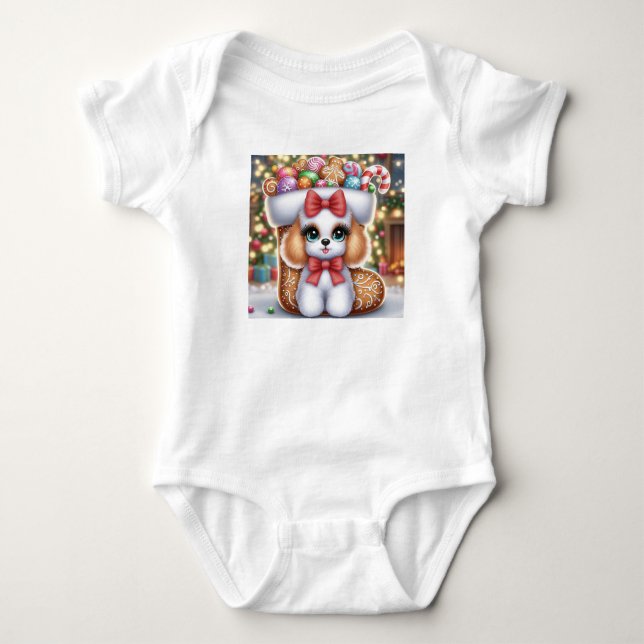 Body Para Bebé Gingerbread Snuggles: Un Delicioso Poodle de Navid (Anverso)