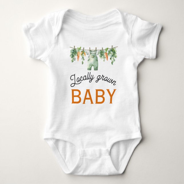 Body Para Bebé Gingham Clothesline Baby Shower de crecimiento loc (Anverso)