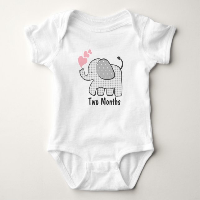 Body Para Bebé Gingham Elephant Dos Meses (Anverso)