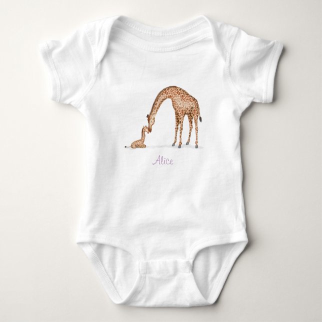Body Para Bebé Girafa madre y traje de bebé de ternera (blanco) (Anverso)