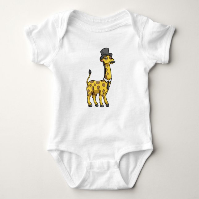 Body Para Bebé Giraffe como Caballero con Gorra, Tie y Mustache (Anverso)