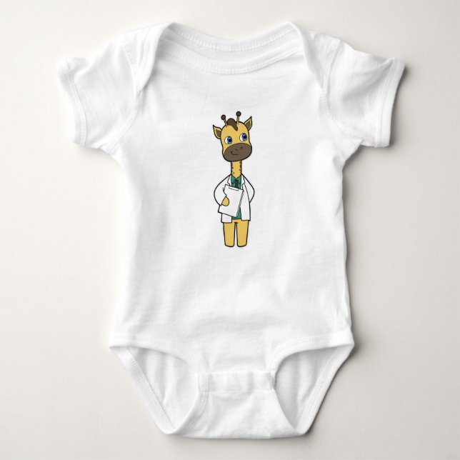 Body Para Bebé Giraffe como Médica con Notepad (Anverso)