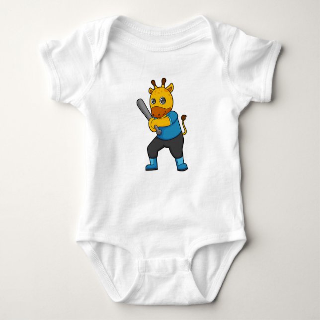 Body Para Bebé Giraffe en el béisbol con bate de béisbol (Anverso)