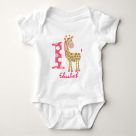 Body Para Bebé Giraffe rosada Primera camiseta Personalizado de c