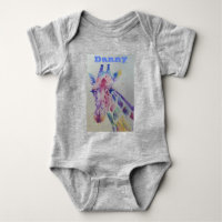 Giraffe Whimsical acuarela Gris Babies Bodysuit