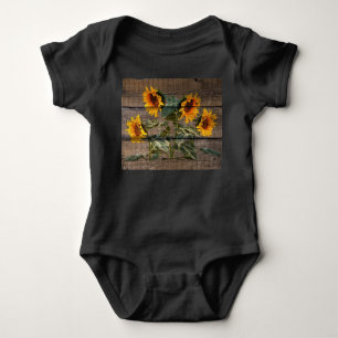 Body Para Bebé Girasol de madera de grano rústico