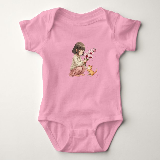 Body Para Bebé Girl playing with the Cat (Anverso)