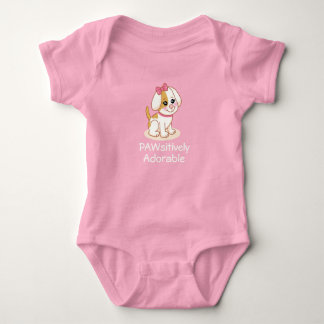 Body Para Bebé Girl Puppy Dog with Pink Bow Baby Bodysuit