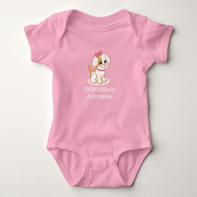 Body Para Bebé Girl Puppy Dog with Pink Bow Baby Bodysuit (Anverso)