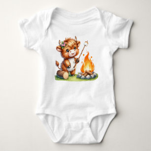 Body Para Bebé Girly Cute Highland Cow Smores Camping