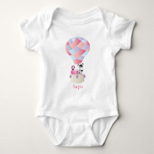 Body Para Bebé Girly Flamingo Zebra En Globo De Aire Caliente