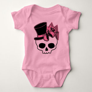 Body Para Bebé Girly Skull con Gorra y Bow rosa