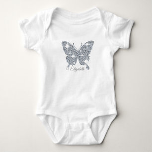 Body Para Bebé Glam faux diamante gorgote mariposa sobre blanco
