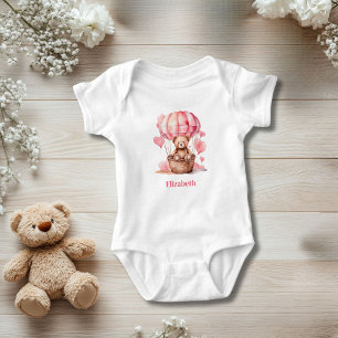 Body Para Bebé Globo aerostático de osito de peluche rosa persona