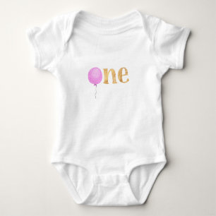 Body Para Bebé Globo rosa Primer traje de cumpleaños Baby Bodysui
