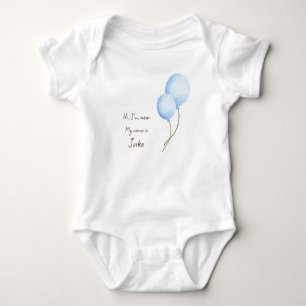 Body Para Bebé Globos Azules Adorables, Hola soy nuevo y Nombre