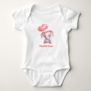 Body Para Bebé Globos de elefante rosa para niña personalizados