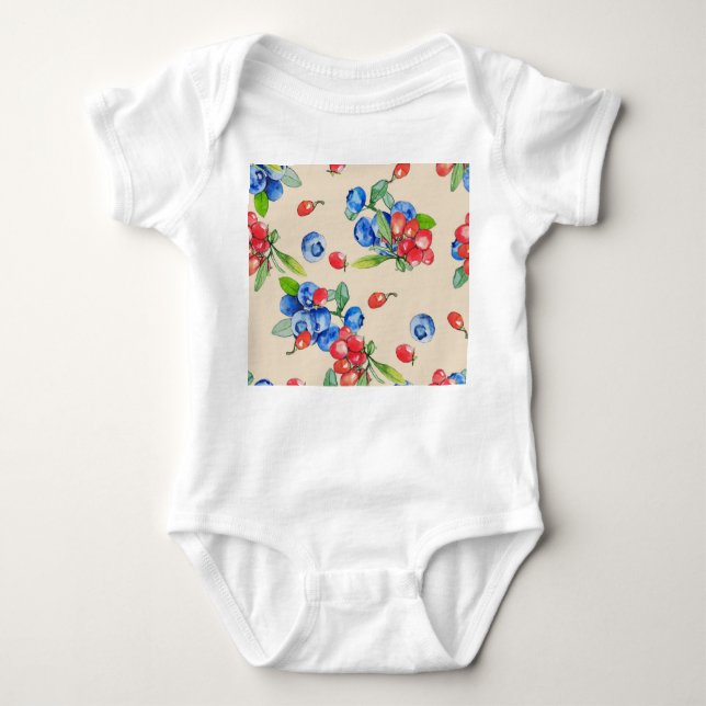 Body Para Bebé Goji, arándano azul: patrón de ilustracion acuátic (Anverso)