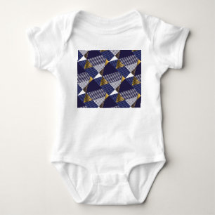 Body Para Bebé Gold Blue Luxury: Patrón sin soldadura geométrica