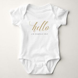 Body Para Bebé Gold Hello Nombre personalizado Baby Bodysuit