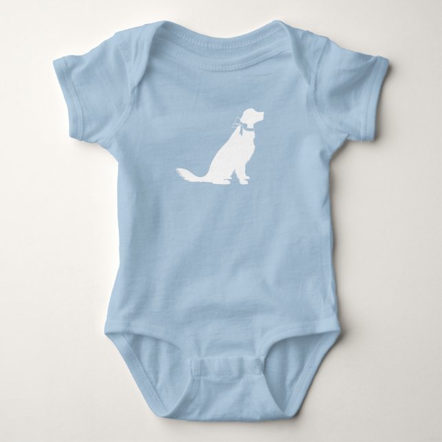 Body Para Bebé Golden Retriever Dog Baby Shower Blue Boy (Anverso)