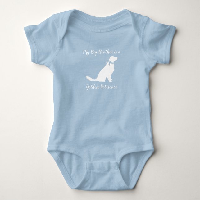 Body Para Bebé Golden Retriever Dog Baby Shower Blue Boy (Anverso)