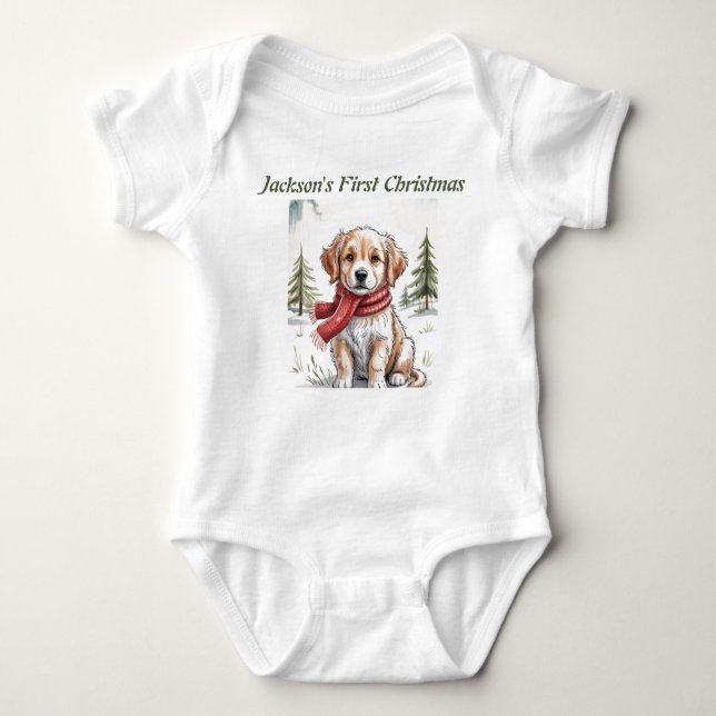 Body Para Bebé  Golden Retriever Holiday Dog, Dog Lover, (Anverso)