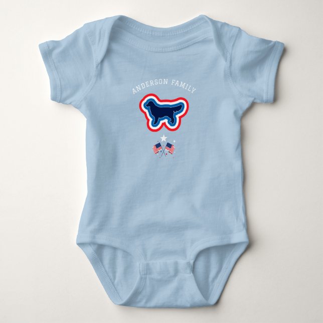 Body Para Bebé Golden Retriever Red White And Blue 4 July Dog (Anverso)