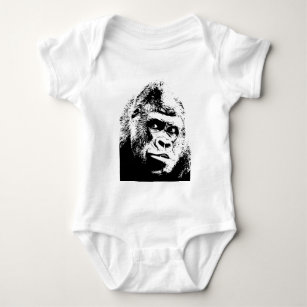 Body Para Bebé Gorila blanco negro del arte pop