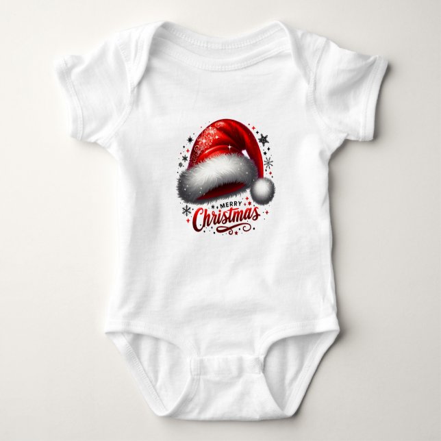 Body Para Bebé Gorro de Santa Escarlata Brillante (Anverso)