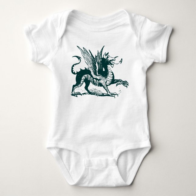 Body Para Bebé Grabado de dragón - Verde oscuro (Anverso)