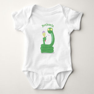 Body Para Bebé Graciosa serpiente verde con maraca personalizado