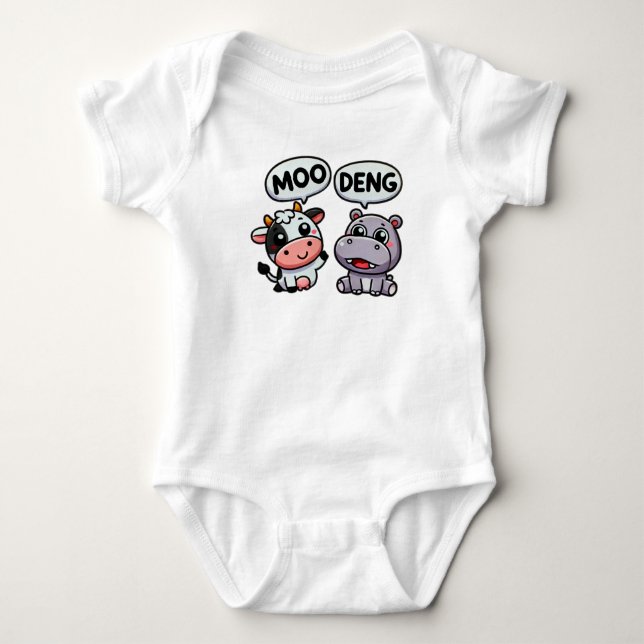 Body Para Bebé Graciosa vaca e Hippo Duo - Moo Deng (Anverso)