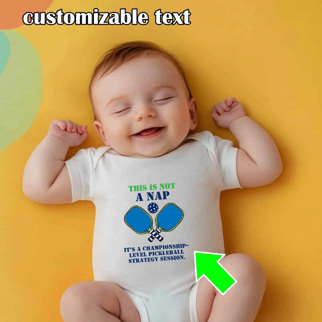 Body Para Bebé Gracioso piquete para bebé durmiendo (Funny pickleball baby t shirt with customizable text)