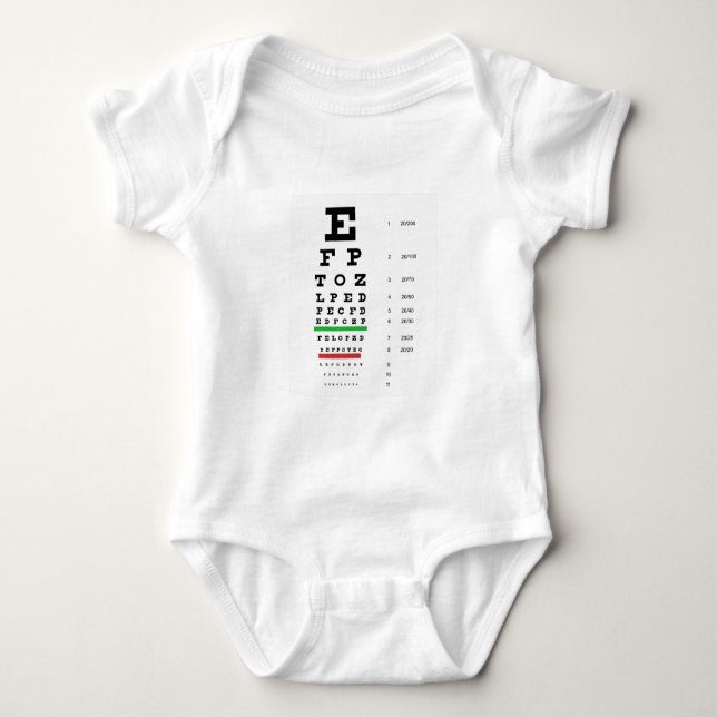 Body Para Bebé gráfico visual de Snellen para oftalmólogo (Anverso)